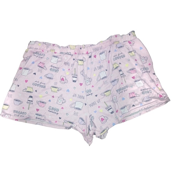 Secret Treasures Women’s 2X Plus Light Pink Coffee Print Loungewear Shorts - Picture 1 of 5